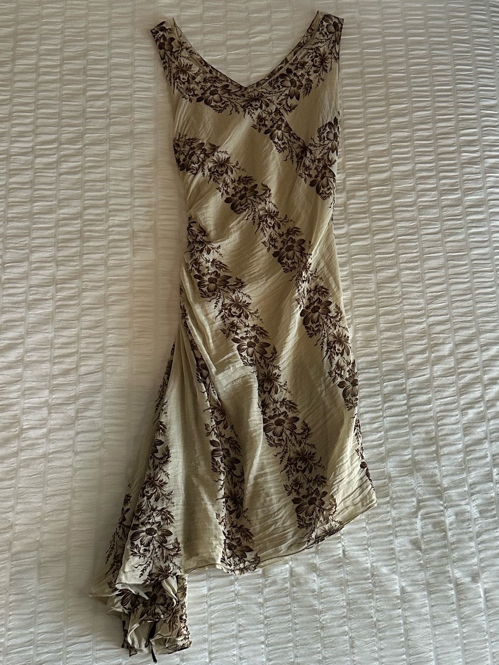 Vintage Max Studio Special Edition Beige and Brown Asymmetrical Floral Dress